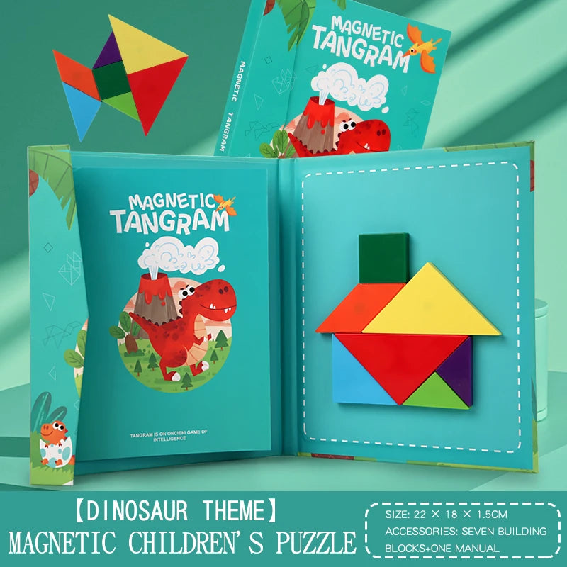 Libro de rompecabezas magnético de madera Tangram