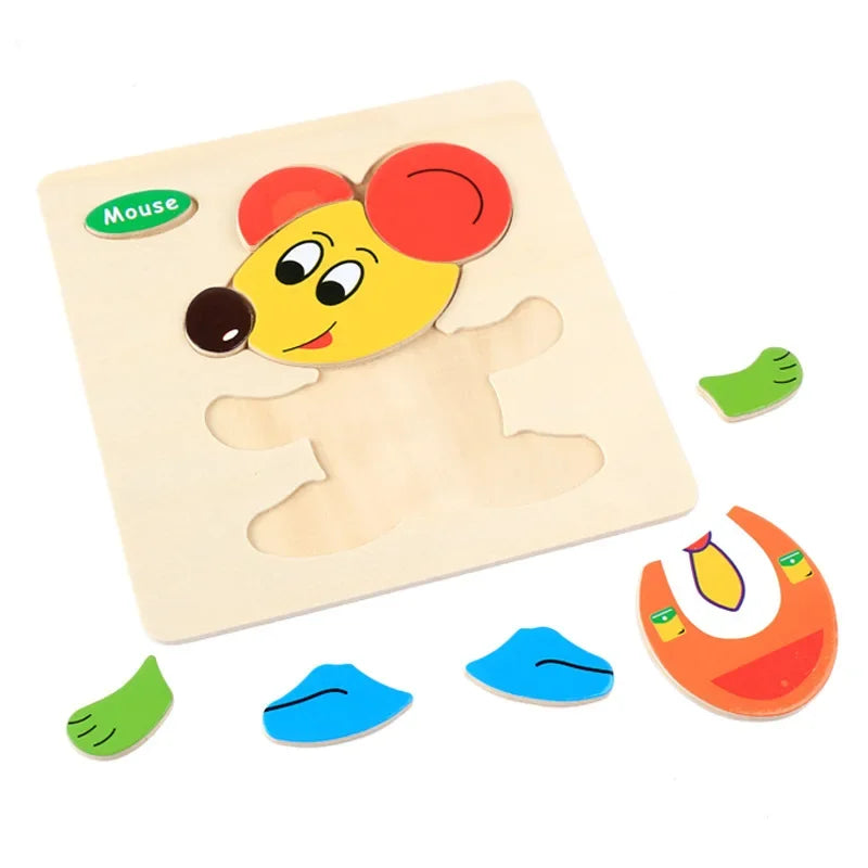 3D Puzzles Game Cartoon Animal Pattern Educational Toys for Children, 1pc 14.7cm/5.79in Wooden