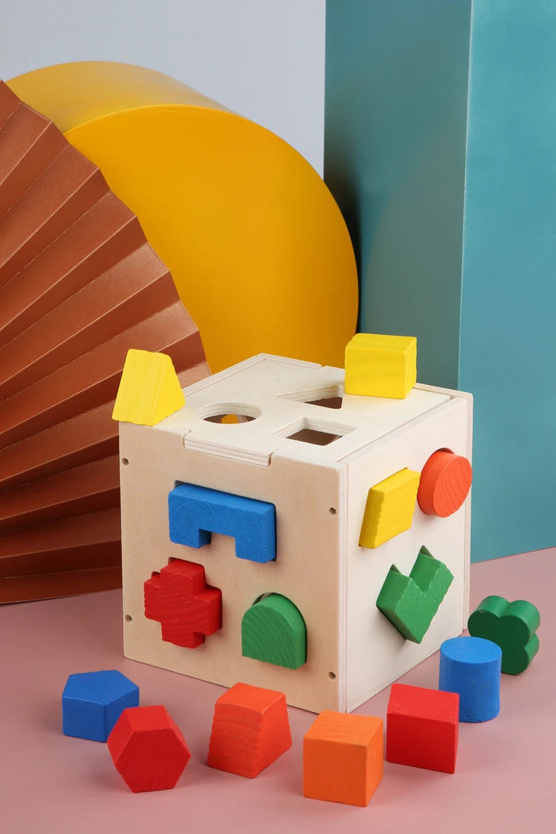 Colorful geometric cube puzzle 3D Montessori