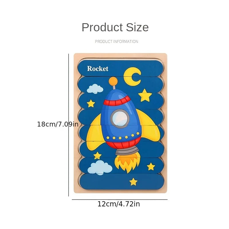 Wooden Double-Sided Puzzles Model Cartoon