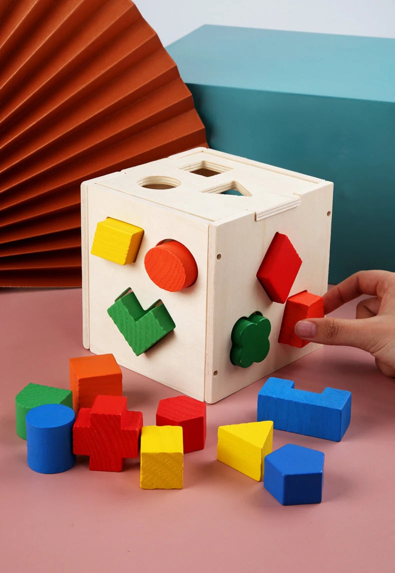 Colorful geometric cube puzzle 3D Montessori