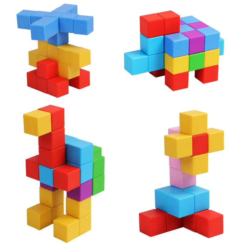 Educational Toys For Kids Learning Building Blocks Plastic Puzzle DIY 3D Magnetic Cubes 3.3cm Christmas gifts For Toddler