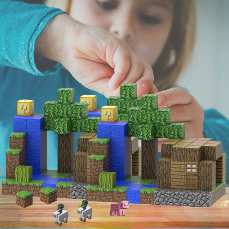 Set of magnetic blocks to build your own world.